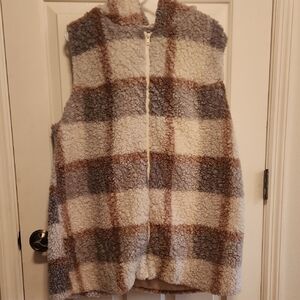 Plaid Sherpa Zip Vest